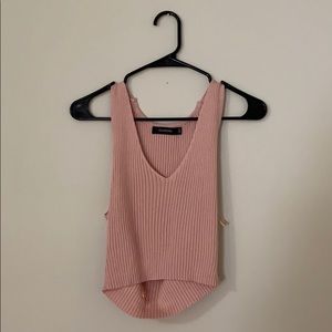 Glassons Pink Sweater V-neck Crop Top
